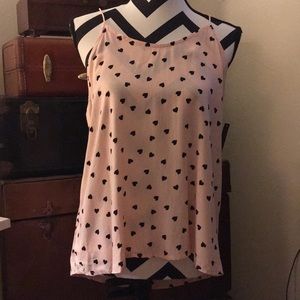 Pink top with black hearts